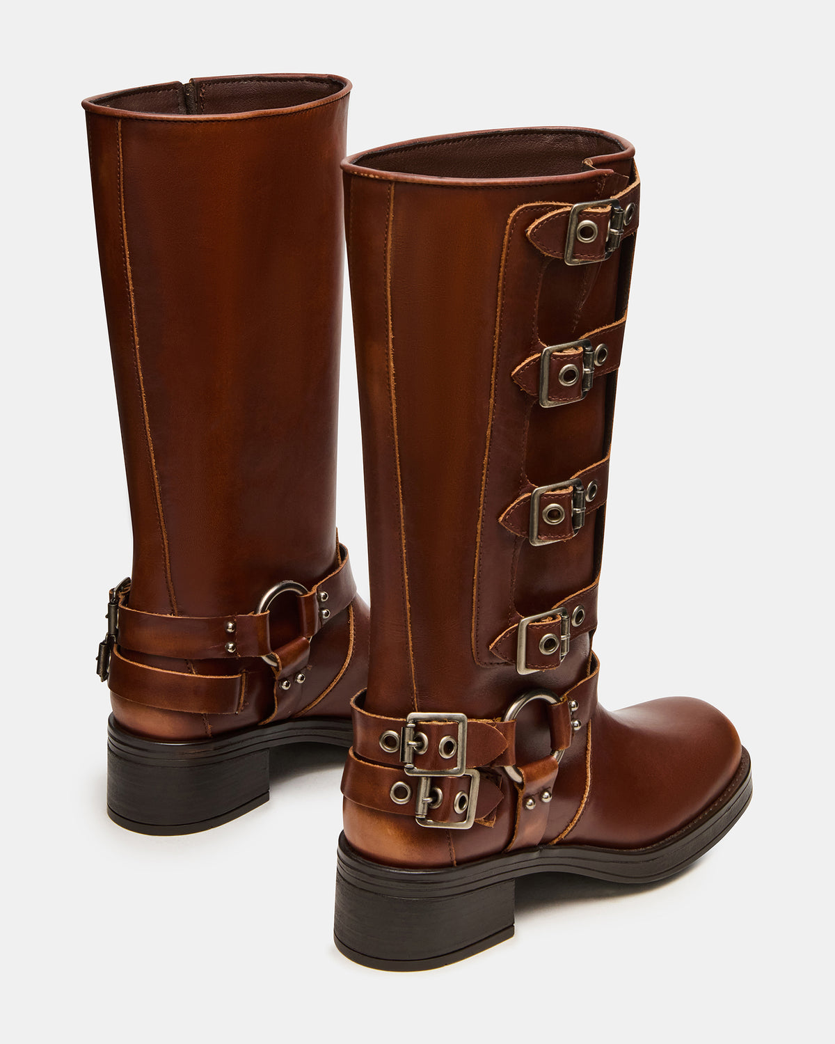 ROCKY Cognac Distressed Knee-High Moto Women's Boot | Steve Madden online