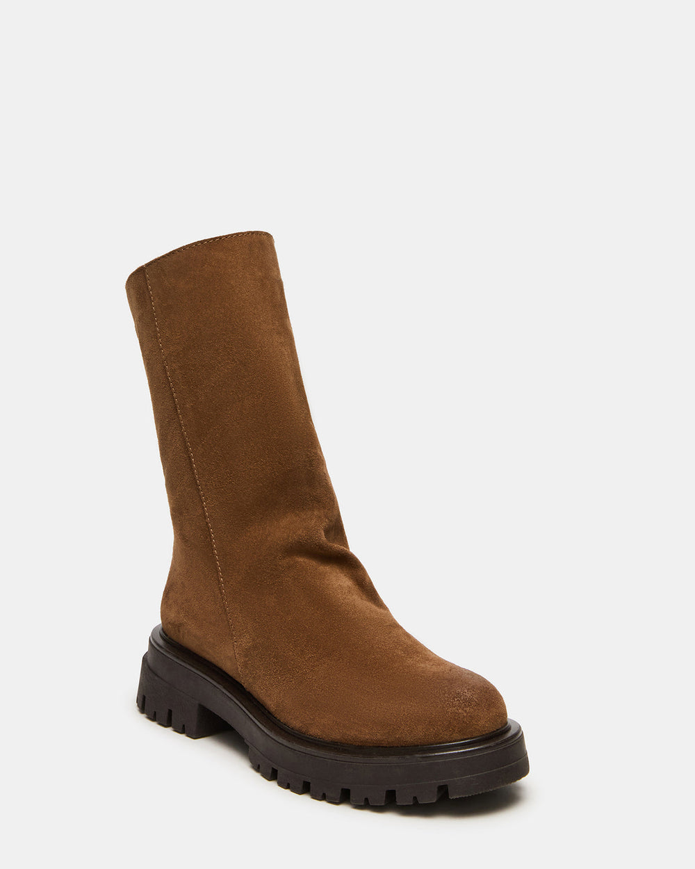 LAMI Dark Taupe Suede Lug Sole Women's Ankle Boot | Steve Madden US