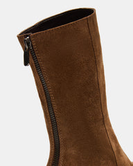 LAMI Dark Taupe Suede Lug Sole Women's Ankle Boot | Steve Madden US