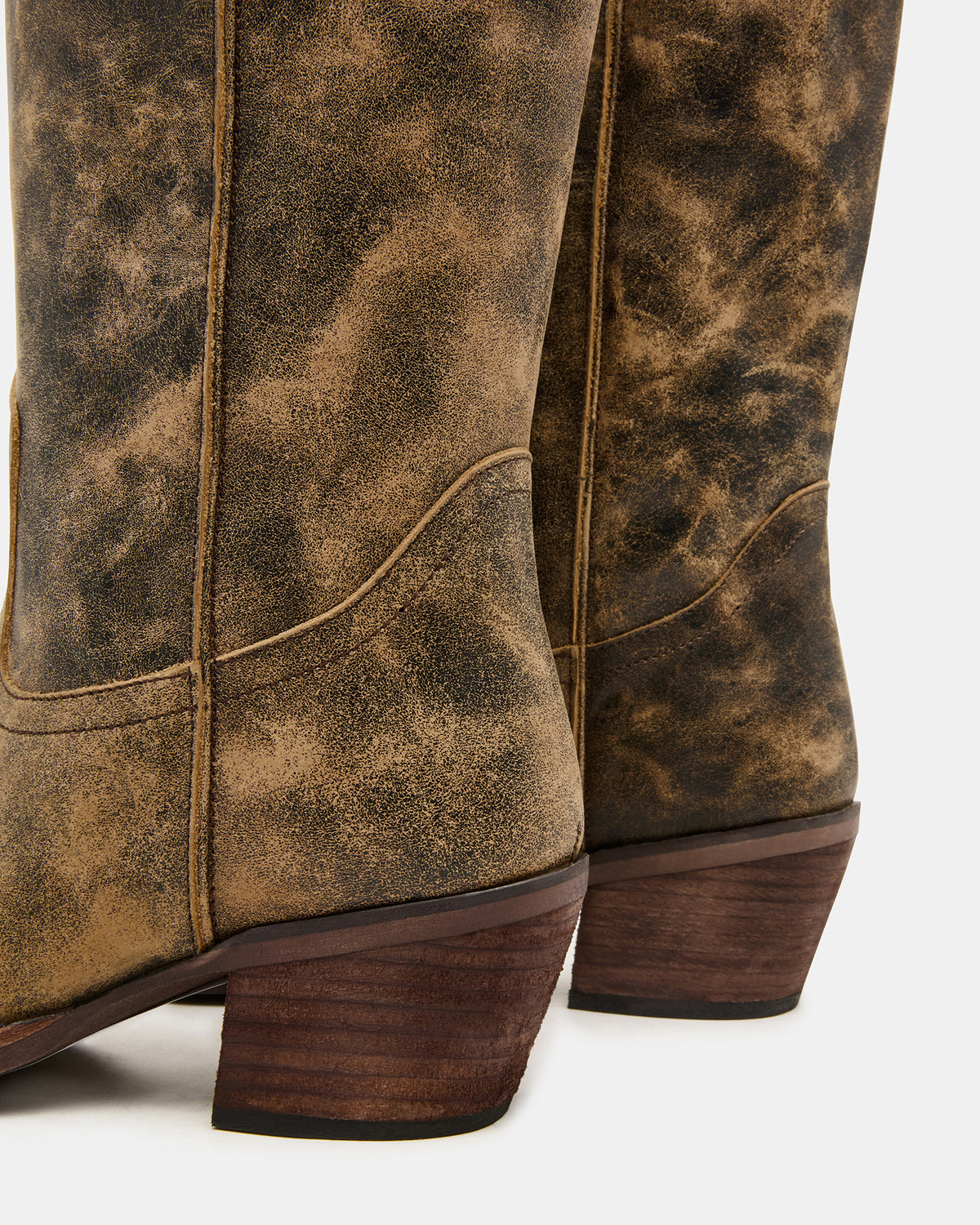 ALBANY Brown Distressed Wide Calf Pointed-Toe Women's Western Boot | Steve Madden outlet