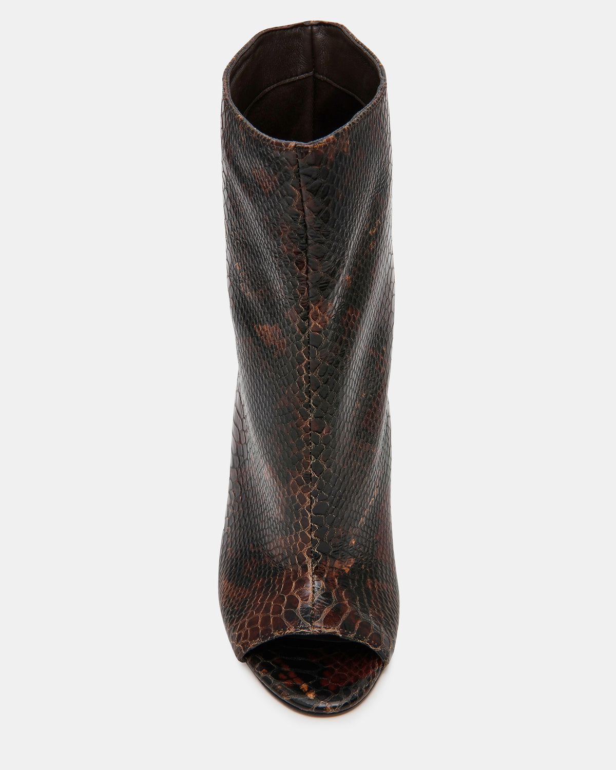 RYLIX Brown Snake Wedge Peep-Toe Women's Ankle Boot | Steve Madden Sale