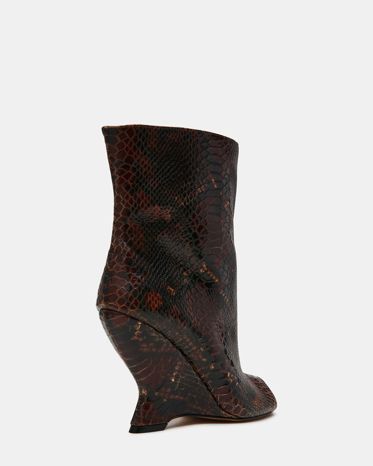 RYLIX Brown Snake Wedge Peep-Toe Women's Ankle Boot | Steve Madden Sale