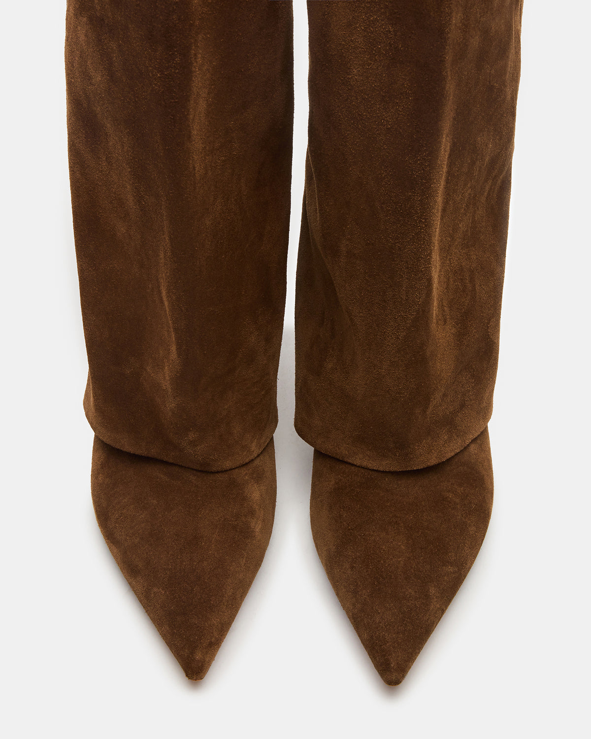 LUCA Chestnut Suede Pointed-Toe Cuffed Kitten Heel Women's Boot | Steve Madden on Sale
