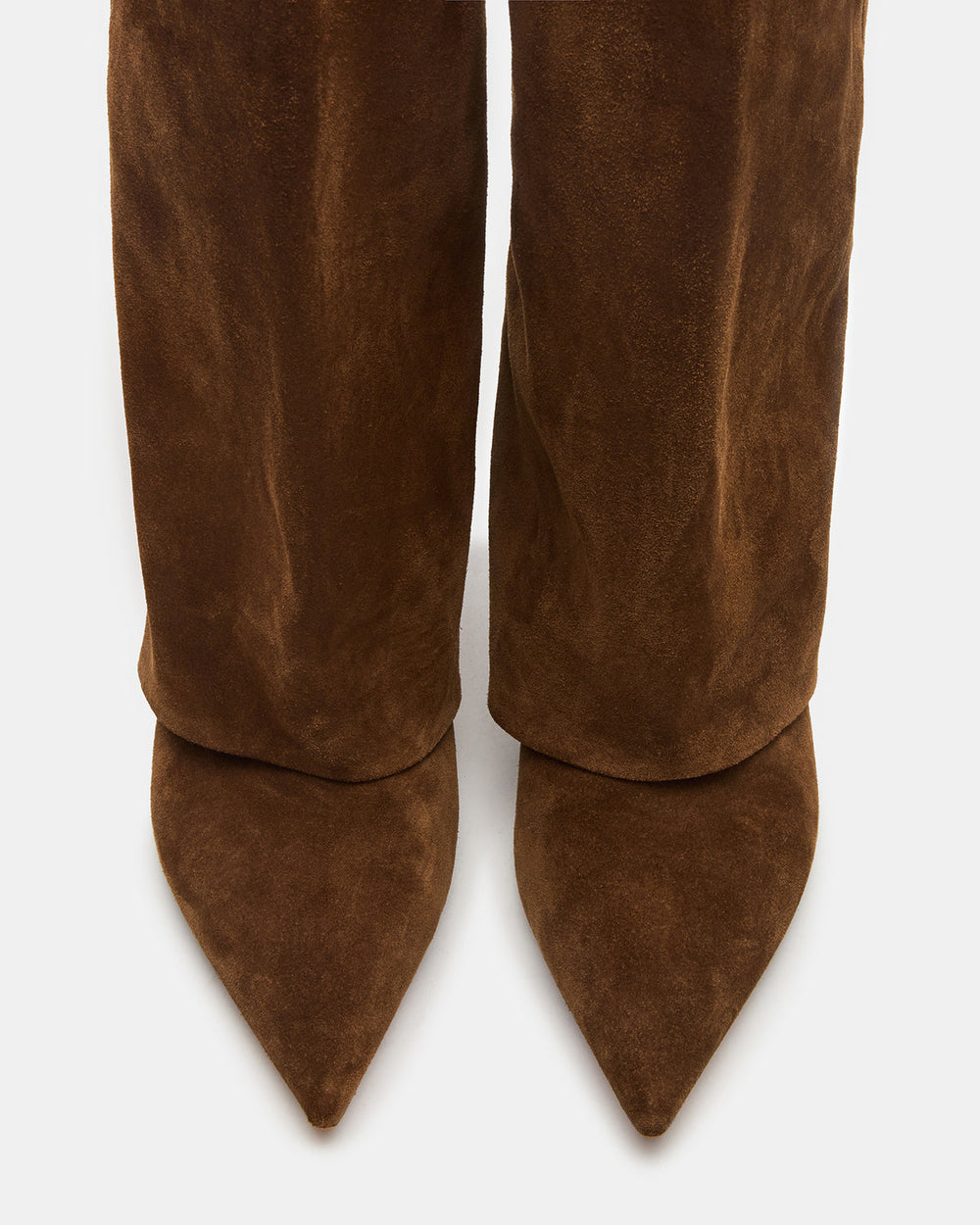 LUCA Chestnut Suede Pointed-Toe Cuffed Kitten Heel Women's Boot | Steve Madden on Sale