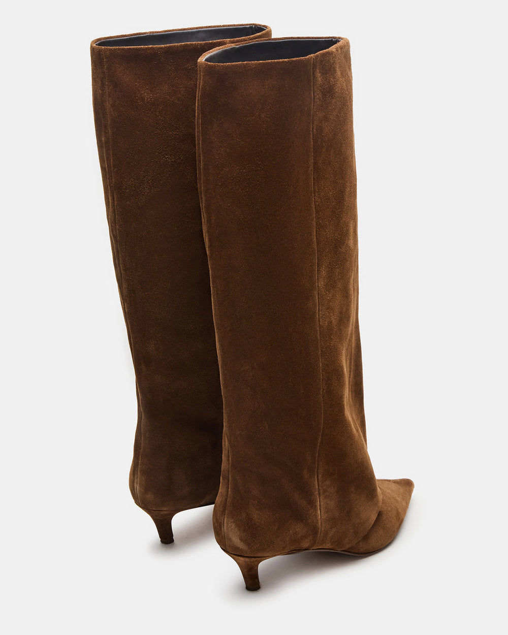 LUCA Chestnut Suede Pointed-Toe Cuffed Kitten Heel Women's Boot | Steve Madden on Sale