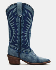 ALBANY Denim Fabric Wide Calf Pointed-Toe Women's Western Boot | Steve Madden near me