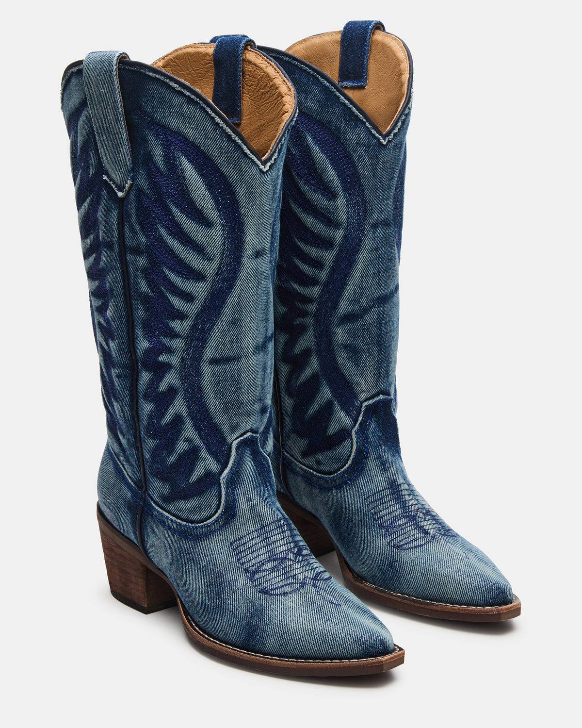 ALBANY Denim Fabric Wide Calf Pointed-Toe Women's Western Boot | Steve Madden near me