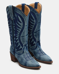 ALBANY Denim Fabric Wide Calf Pointed-Toe Women's Western Boot | Steve Madden near me