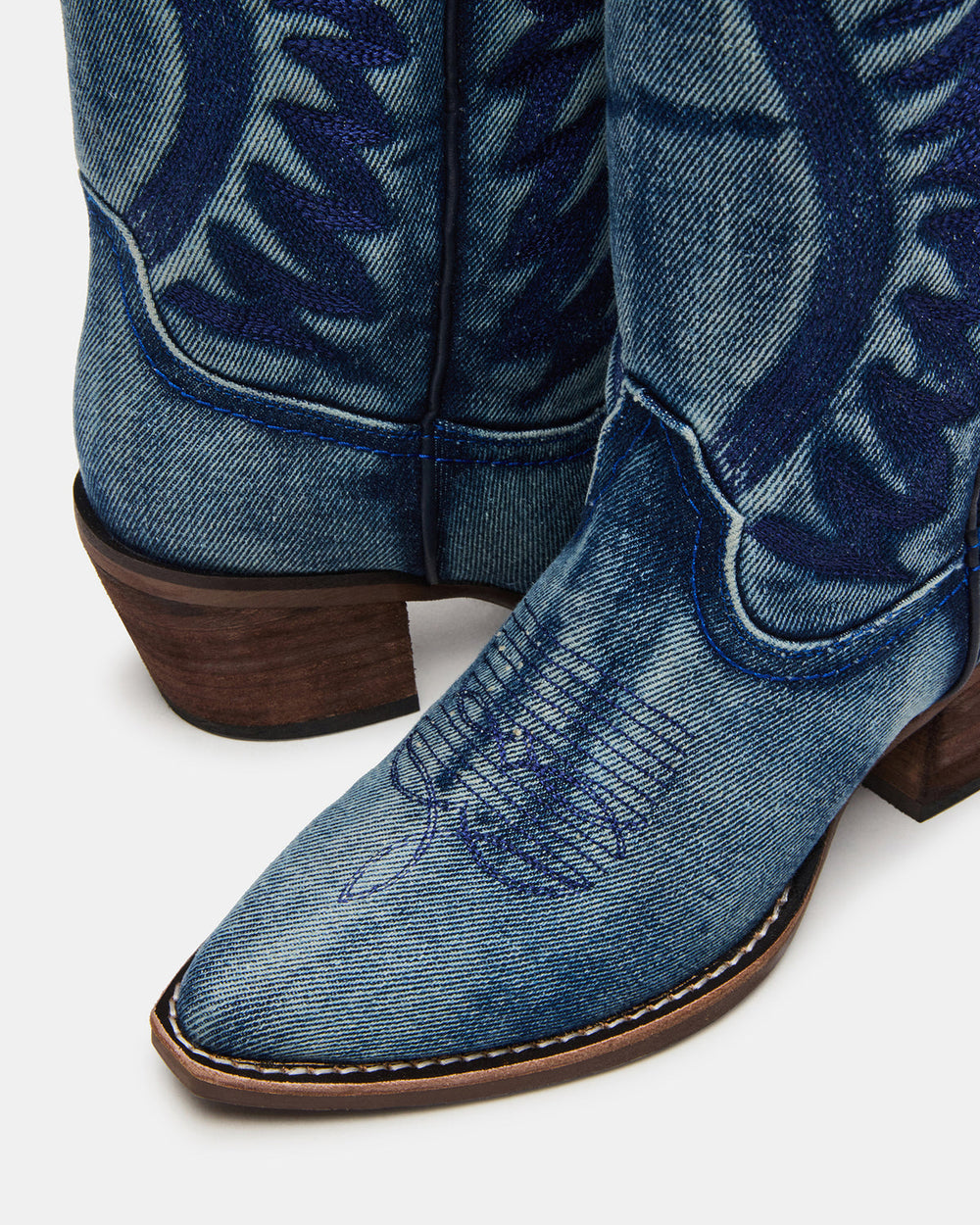 ALBANY Denim Fabric Wide Calf Pointed-Toe Women's Western Boot | Steve Madden near me