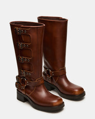 ROCKY Cognac Distressed Wide Calf Knee-High Moto Women's Boot | Steve Madden discount
