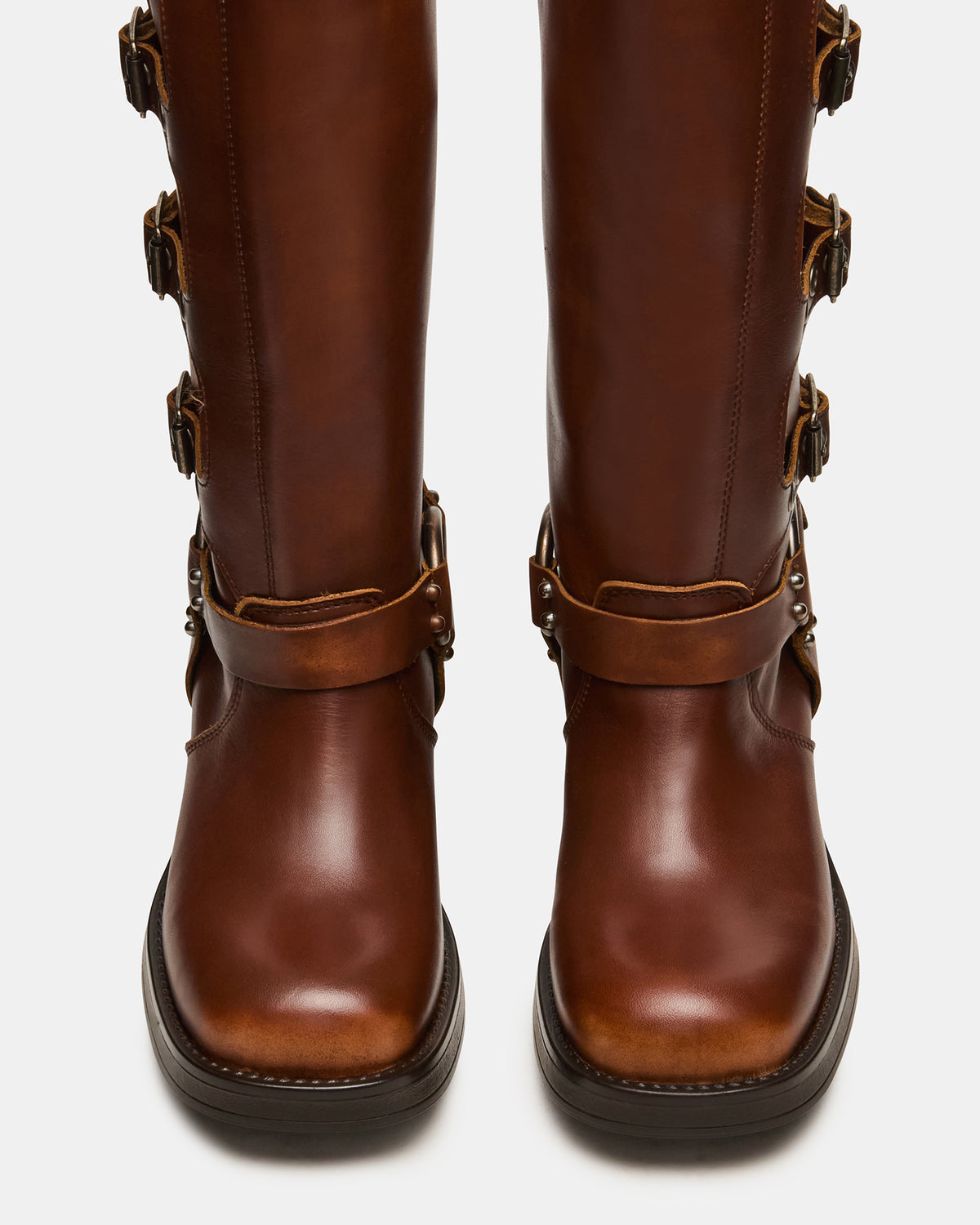 ROCKY Cognac Distressed Wide Calf Knee-High Moto Women's Boot | Steve Madden discount