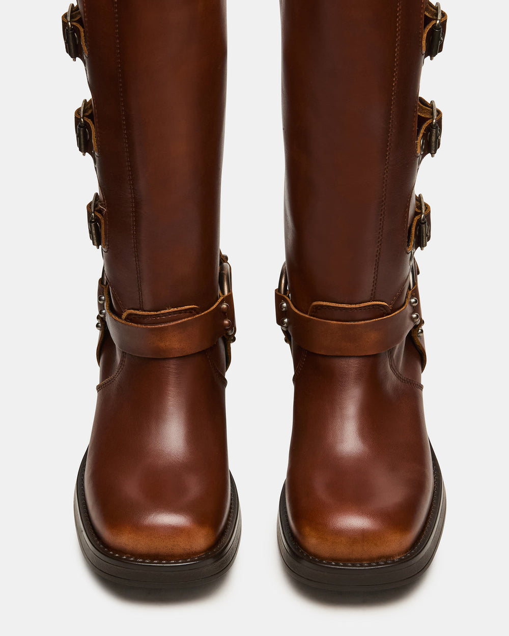 ROCKY Cognac Distressed Wide Calf Knee-High Moto Women's Boot | Steve Madden discount