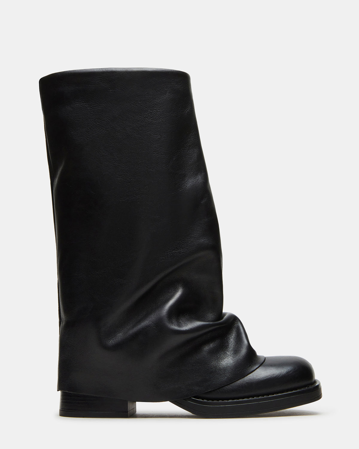 BENTON Black Leather Women's Cuffed Moto Boot | Steve Madden Sale