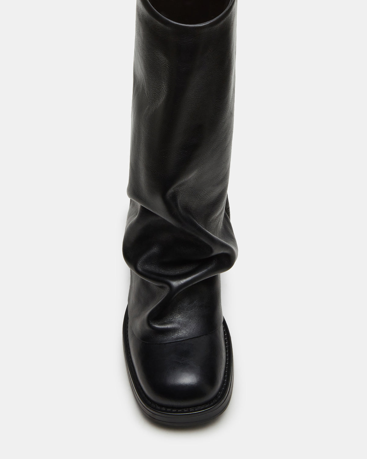 BENTON Black Leather Women's Cuffed Moto Boot | Steve Madden Sale