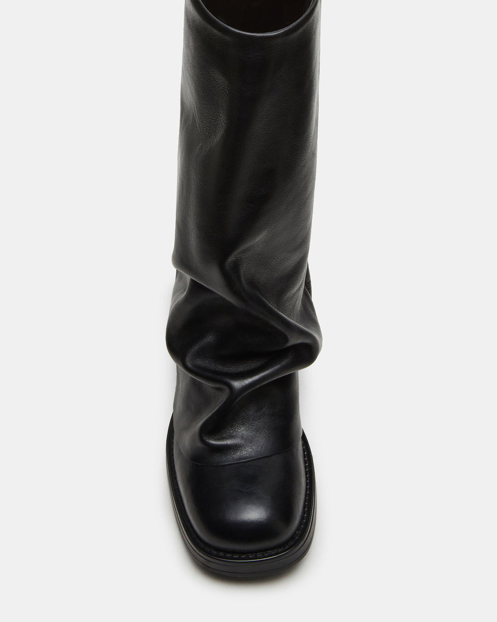 BENTON Black Leather Women's Cuffed Moto Boot | Steve Madden Sale