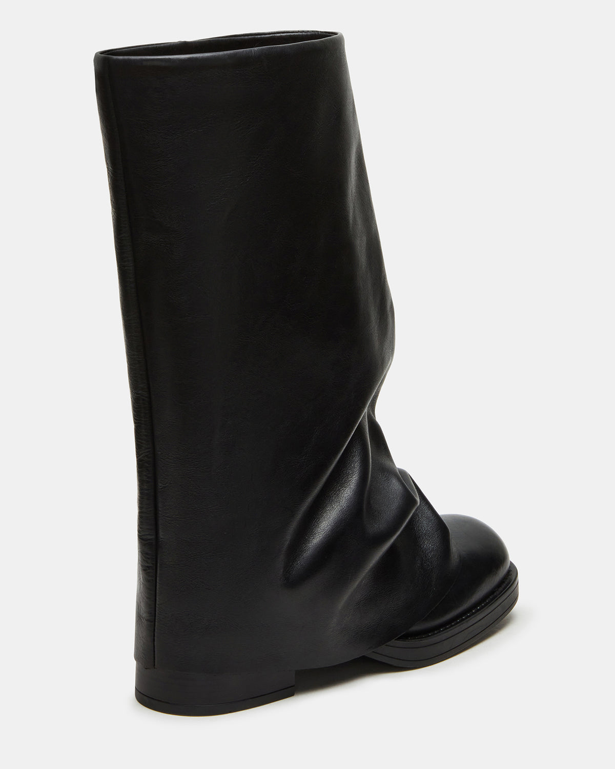 BENTON Black Leather Women's Cuffed Moto Boot | Steve Madden Sale