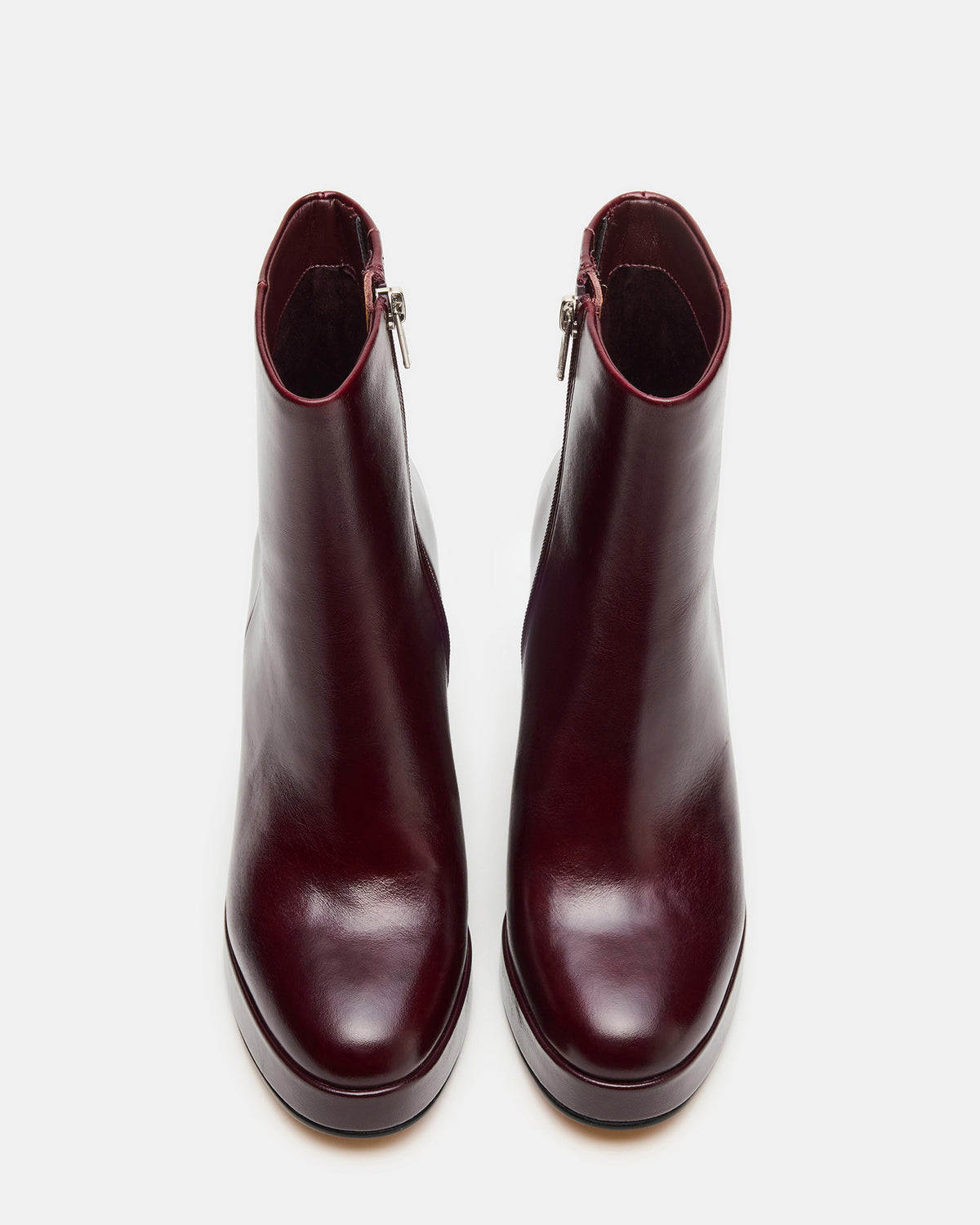TYRA Burgundy Leather Platform Block Heel Women's Ankle Boot | Steve Madden on Sale