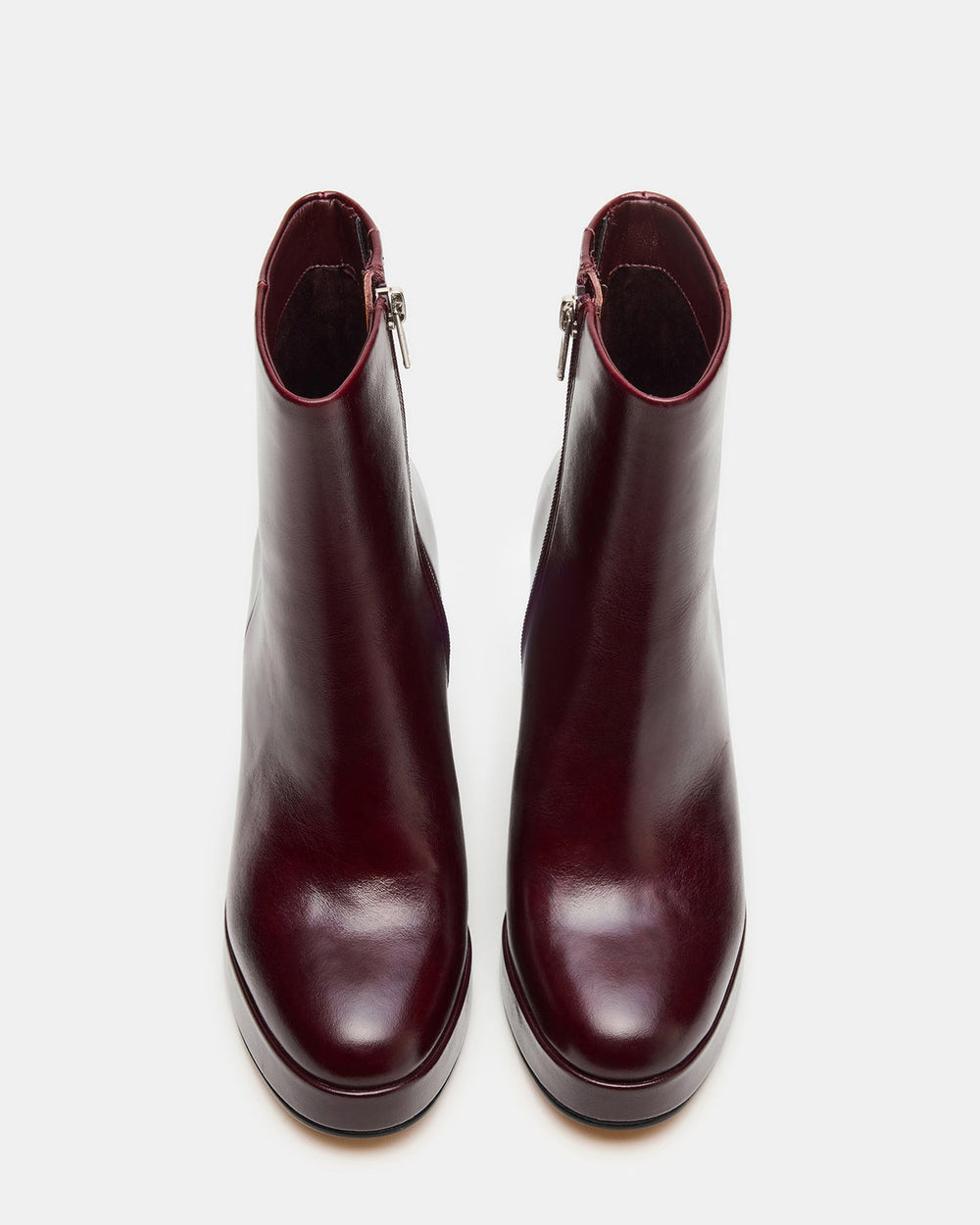 TYRA Burgundy Leather Platform Block Heel Women's Ankle Boot | Steve Madden on Sale