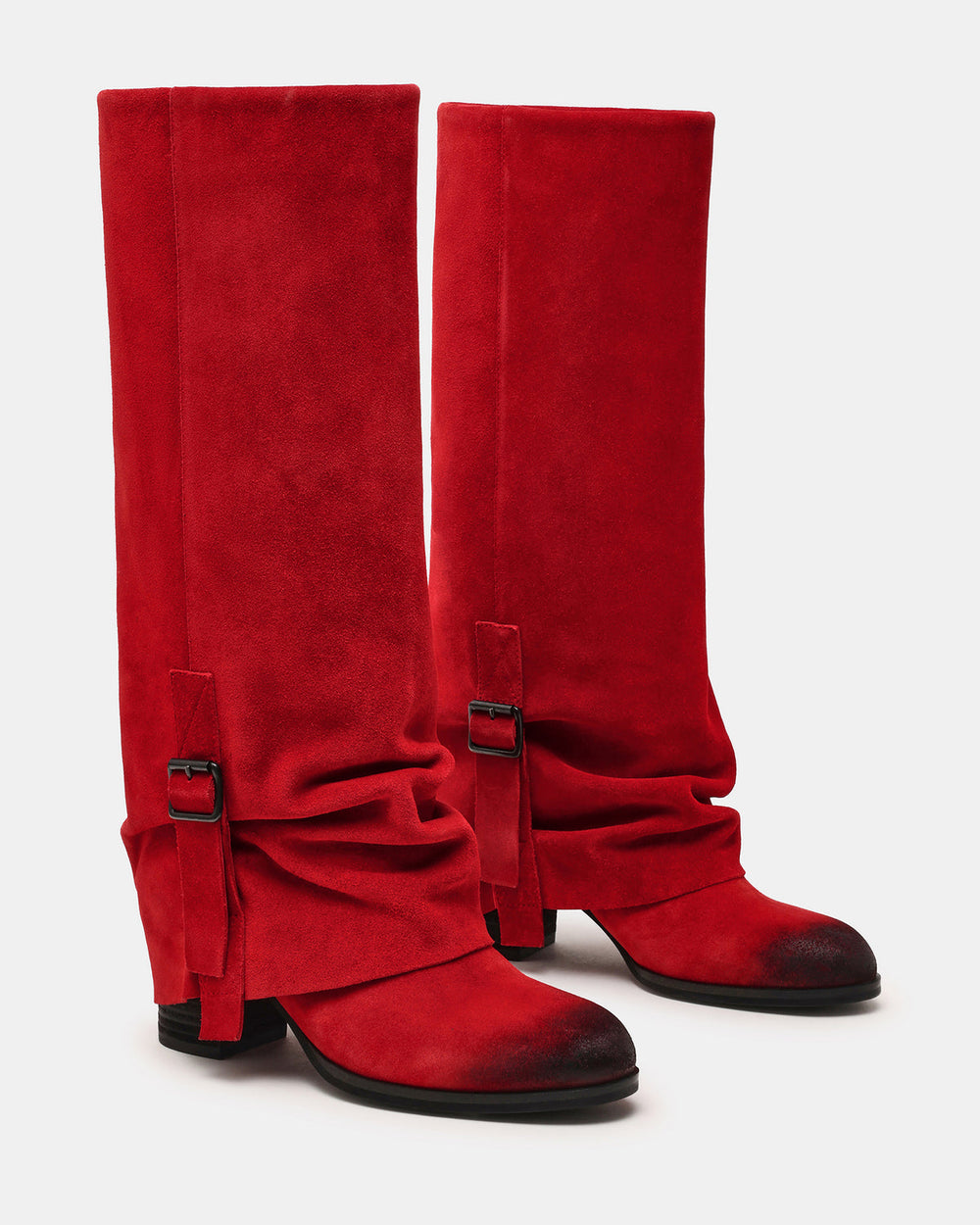 BOZEMAN Red Suede Knee-High Fold-Over Cuffed Women's Boot | Steve Madden discount