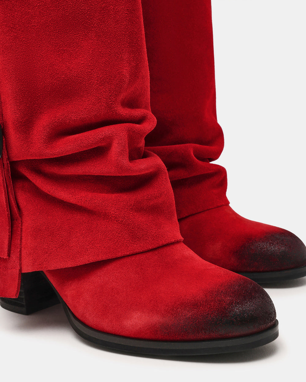 BOZEMAN Red Suede Knee-High Fold-Over Cuffed Women's Boot | Steve Madden discount