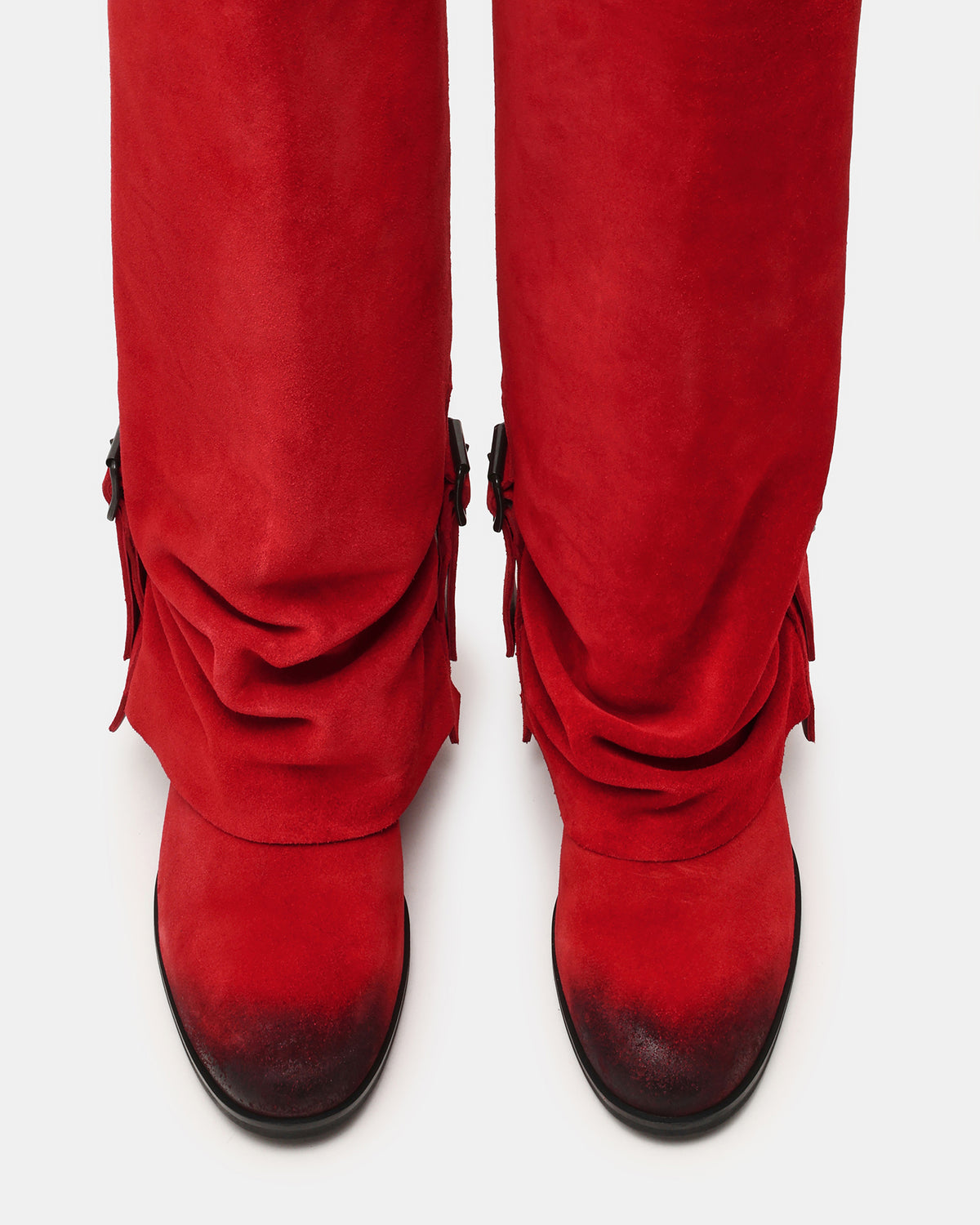 BOZEMAN Red Suede Knee-High Fold-Over Cuffed Women's Boot | Steve Madden discount