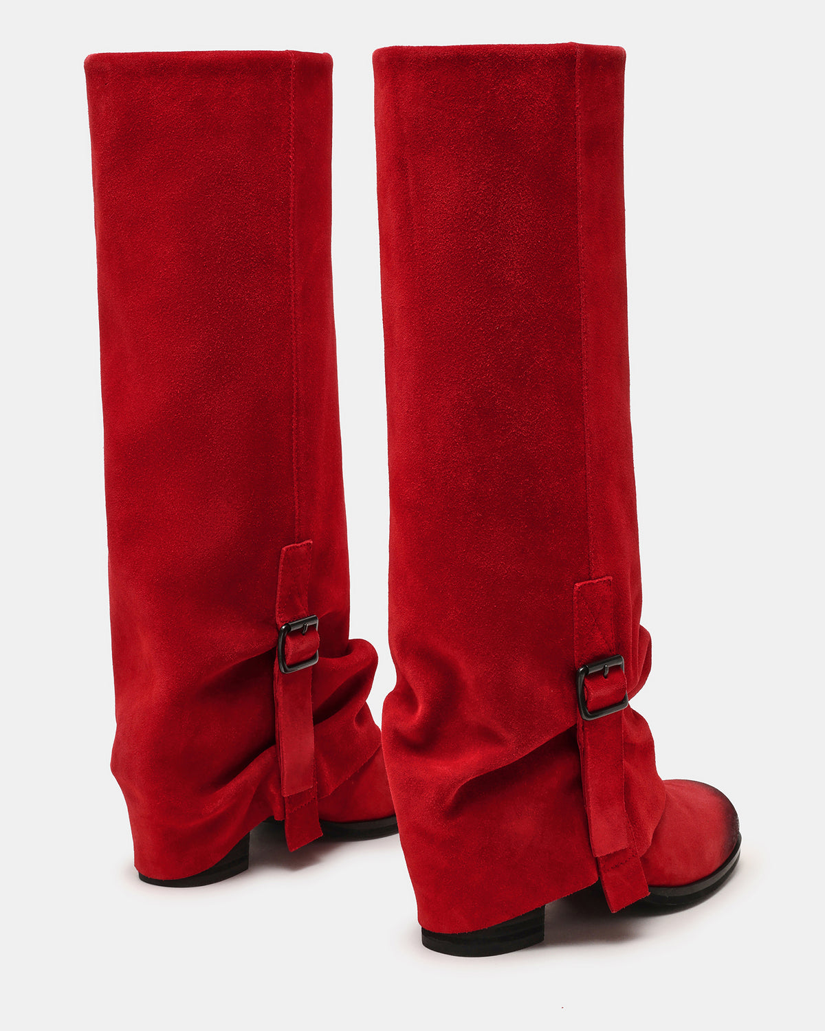 BOZEMAN Red Suede Knee-High Fold-Over Cuffed Women's Boot | Steve Madden discount