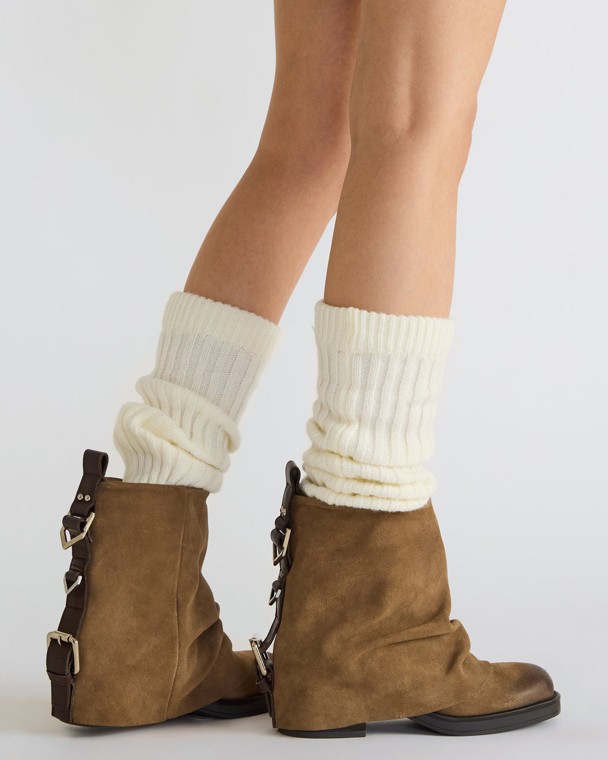 BENJI Taupe Suede Cuffed Fold-Over Moto Buckle Women's Ankle Boot | Steve Madden US