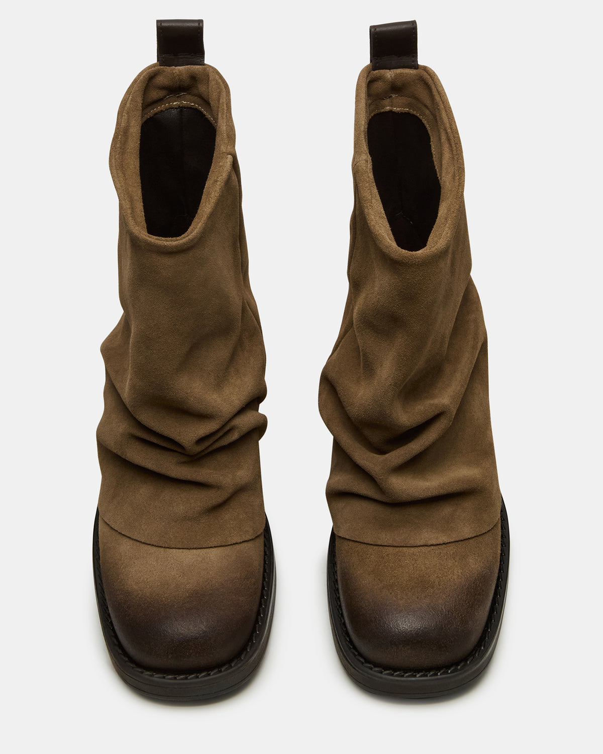 BENJI Taupe Suede Cuffed Fold-Over Moto Buckle Women's Ankle Boot | Steve Madden US