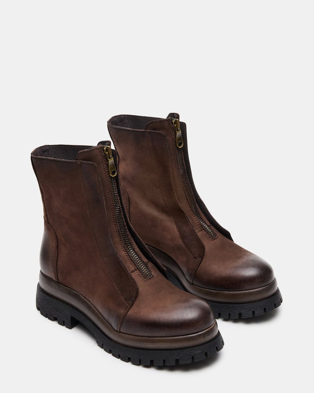 MILTON Brown Leather Moto Women's Ankle Boot | Steve Madden outlet