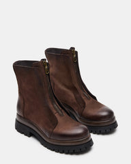 MILTON Brown Leather Moto Women's Ankle Boot | Steve Madden outlet