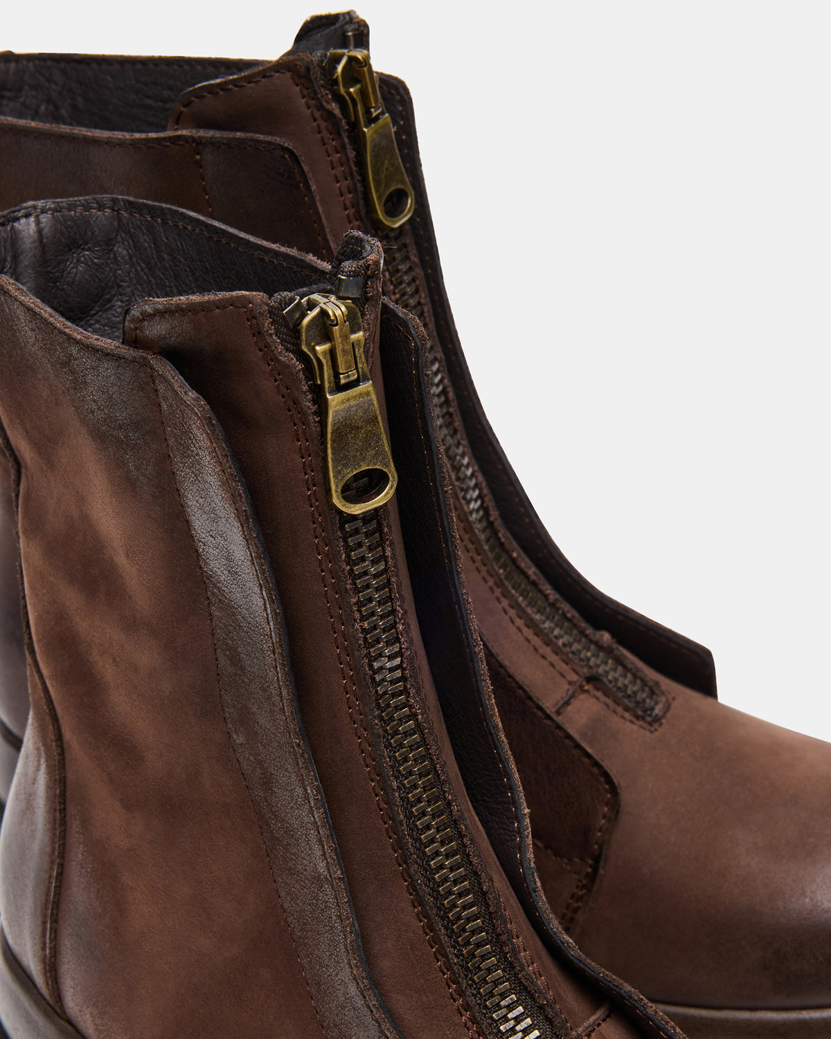 MILTON Brown Leather Moto Women's Ankle Boot | Steve Madden outlet
