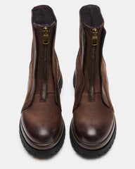 MILTON Brown Leather Moto Women's Ankle Boot | Steve Madden outlet