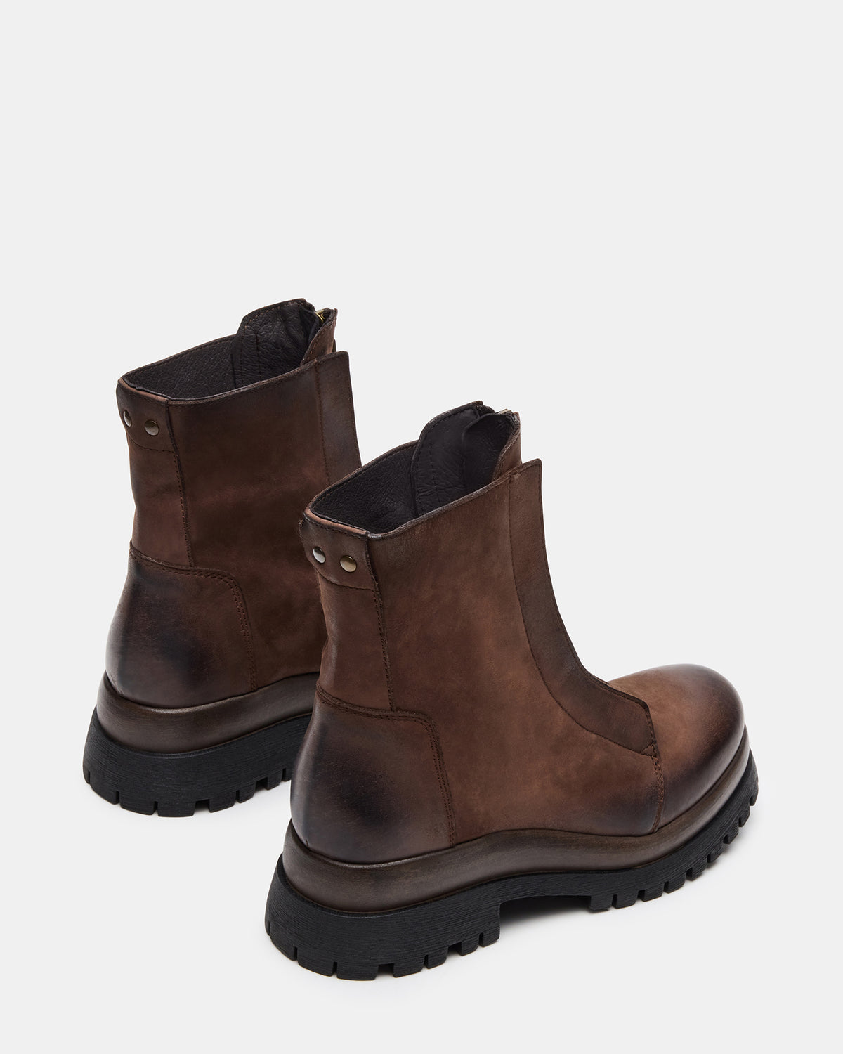 MILTON Brown Leather Moto Women's Ankle Boot | Steve Madden outlet