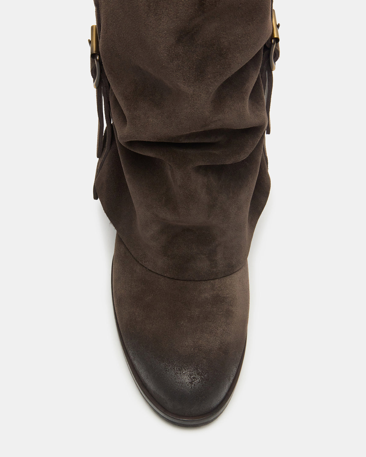BOZEMAN Dark Taupe Suede Knee-High Fold-Over Cuffed Women's Boot | Steve Madden Sale
