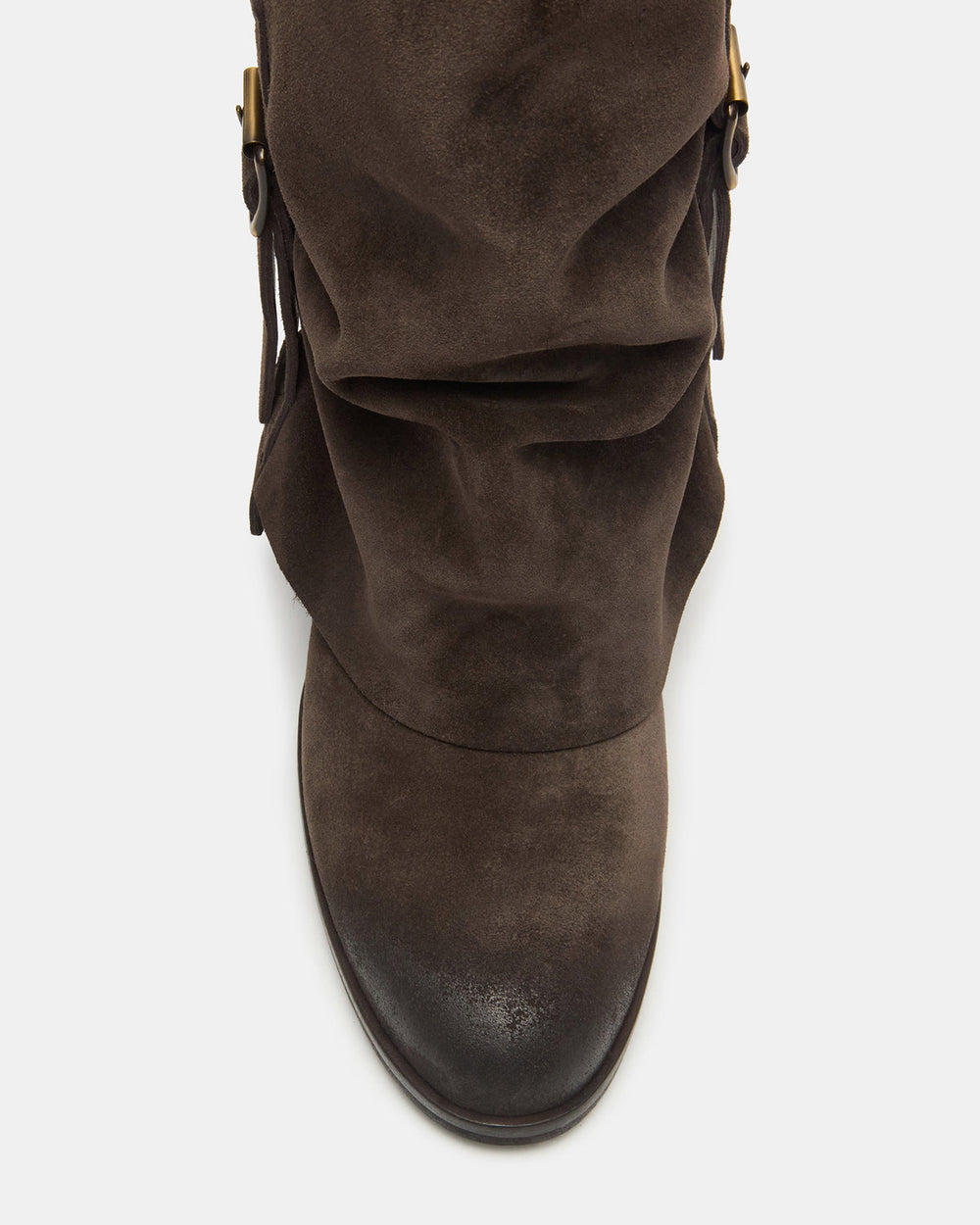 BOZEMAN Dark Taupe Suede Knee-High Fold-Over Cuffed Women's Boot | Steve Madden Sale