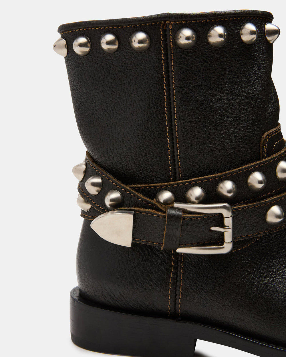 ORBIT Black Distressed Gold Detail Moto Women's Ankle Boot | Steve Madden near me