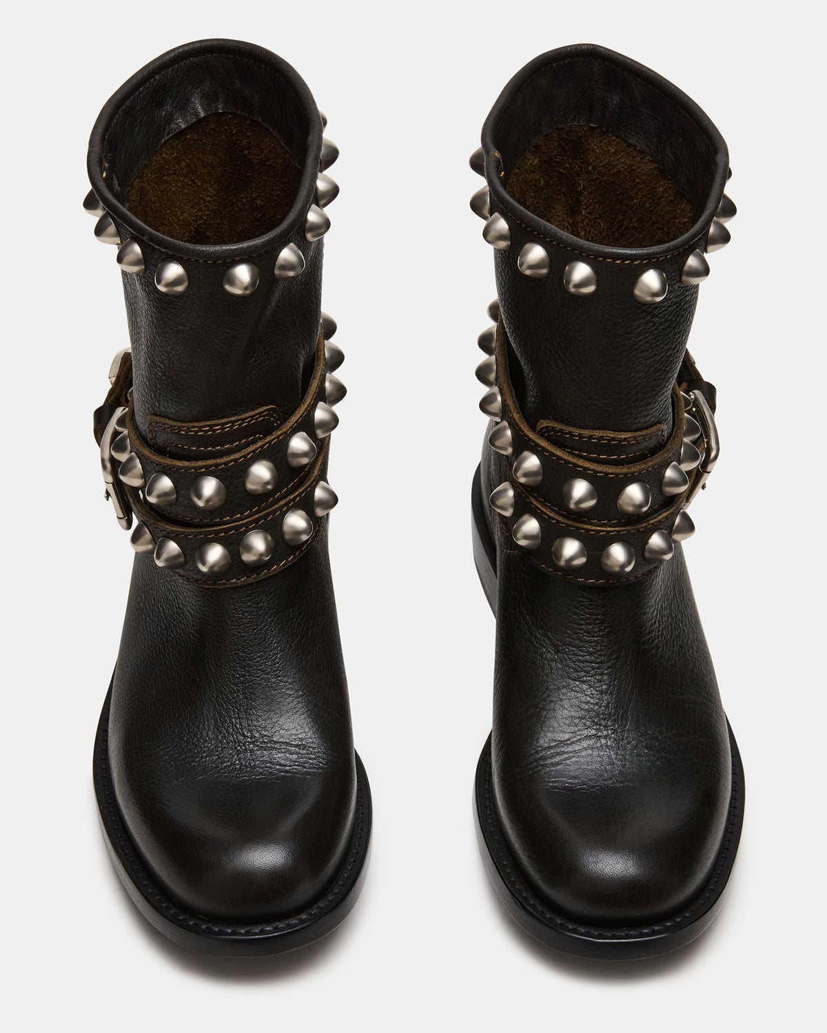 ORBIT Black Distressed Gold Detail Moto Women's Ankle Boot | Steve Madden near me