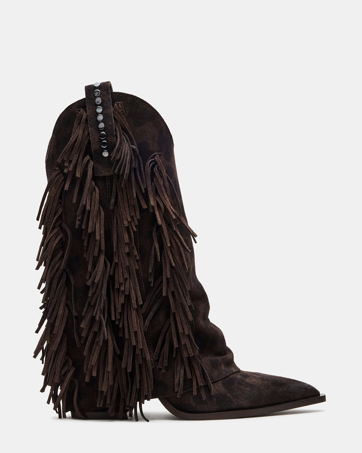 LANDMARK Brown Leopard Cuffed Fringe Western Women's Ankle Boot | Steve Madden outlet