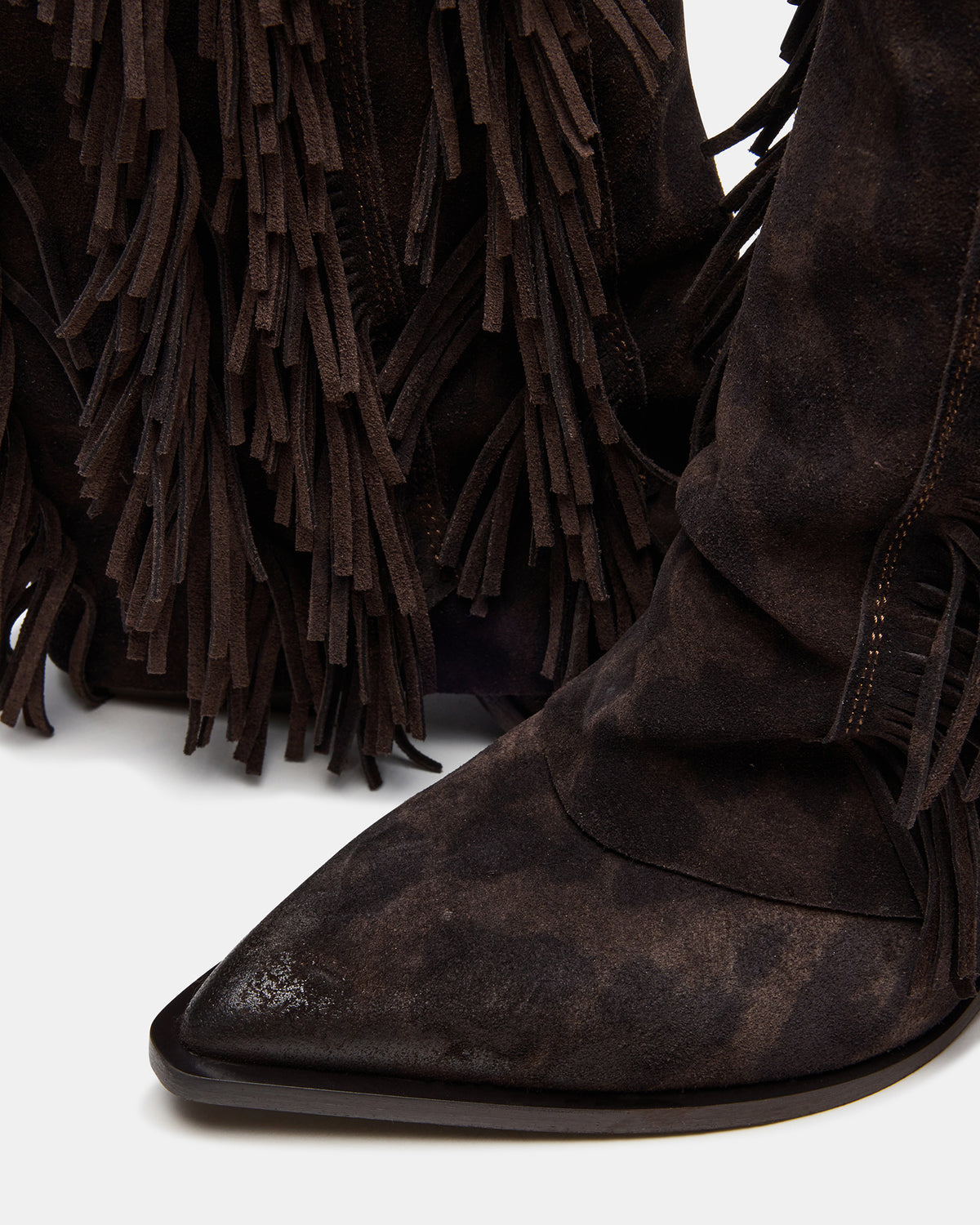 LANDMARK Brown Leopard Cuffed Fringe Western Women's Ankle Boot | Steve Madden outlet