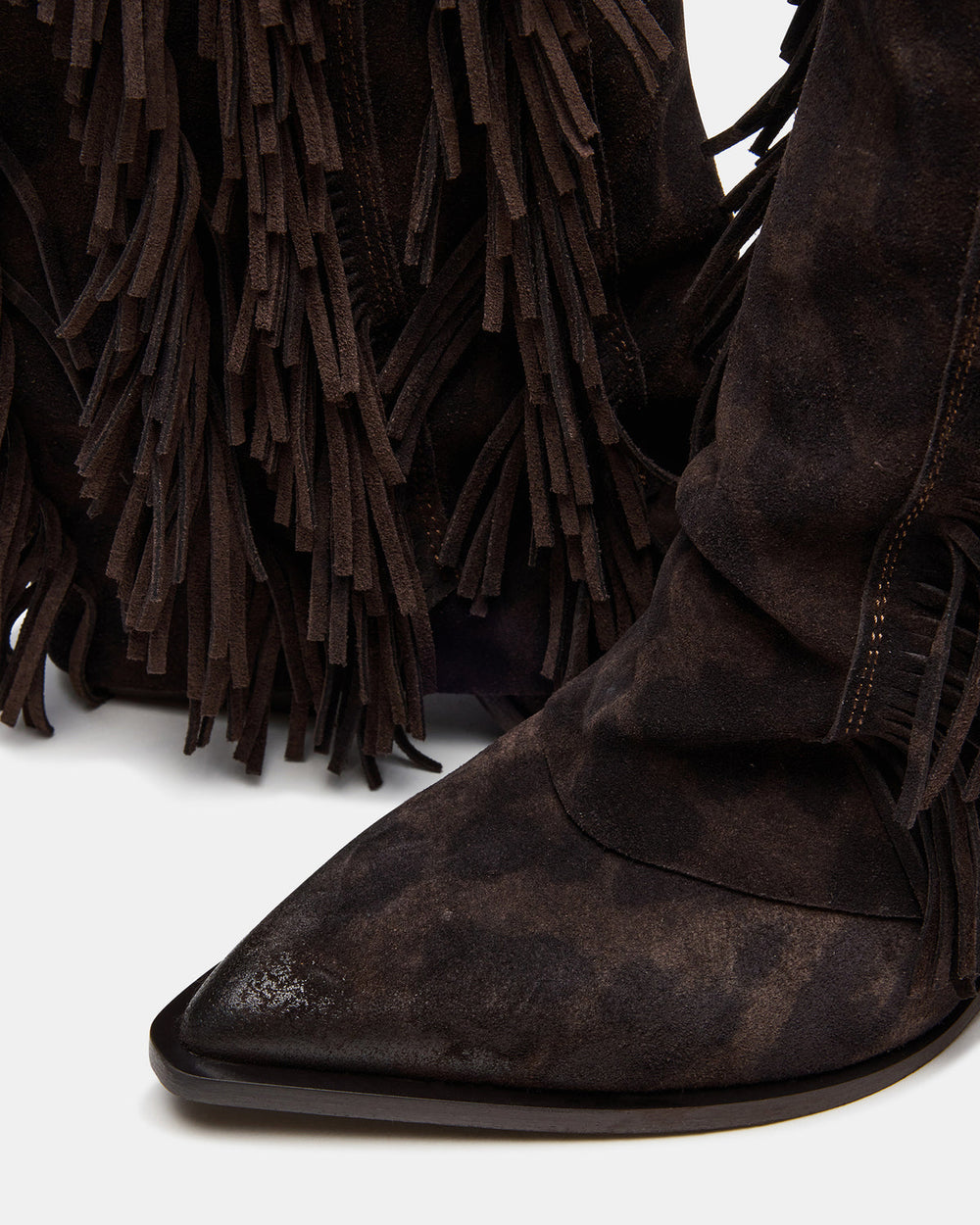 LANDMARK Brown Leopard Cuffed Fringe Western Women's Ankle Boot | Steve Madden outlet