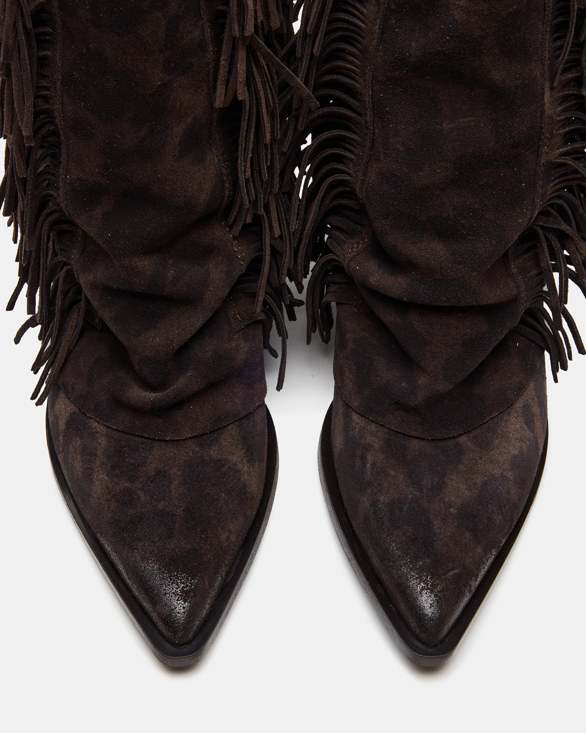 LANDMARK Brown Leopard Cuffed Fringe Western Women's Ankle Boot | Steve Madden outlet