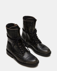 THERON Black Distressed Moto Combat Women's Ankle Boot | Steve Madden for Sale
