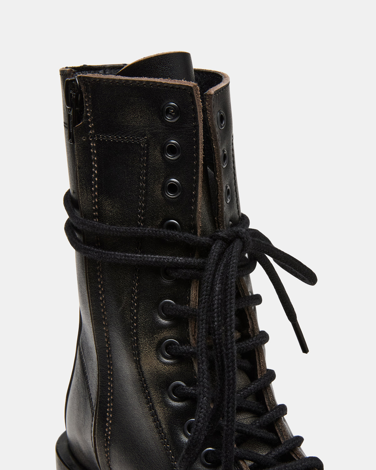 THERON Black Distressed Moto Combat Women's Ankle Boot | Steve Madden for Sale