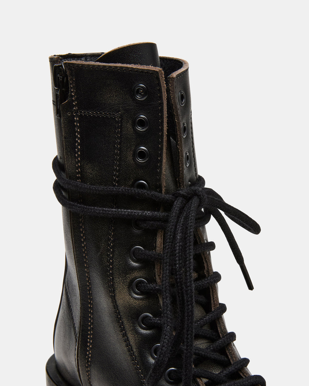 THERON Black Distressed Moto Combat Women's Ankle Boot | Steve Madden for Sale
