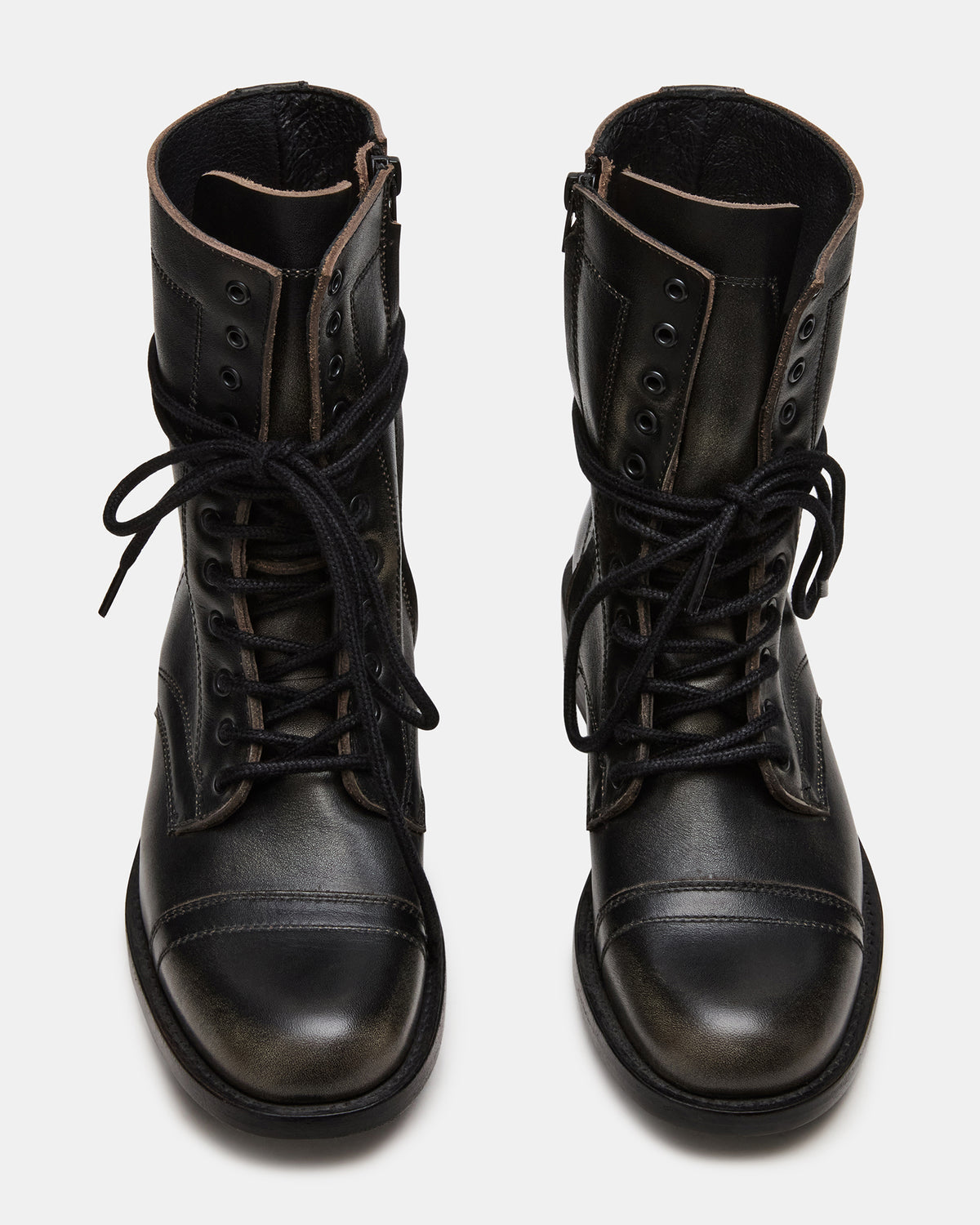 THERON Black Distressed Moto Combat Women's Ankle Boot | Steve Madden for Sale