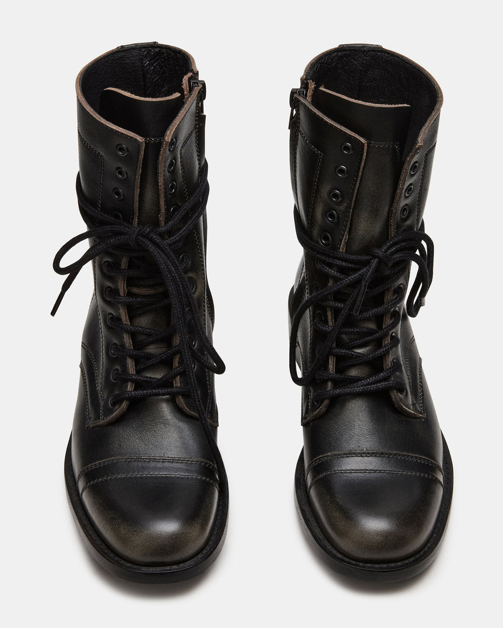 THERON Black Distressed Moto Combat Women's Ankle Boot | Steve Madden for Sale
