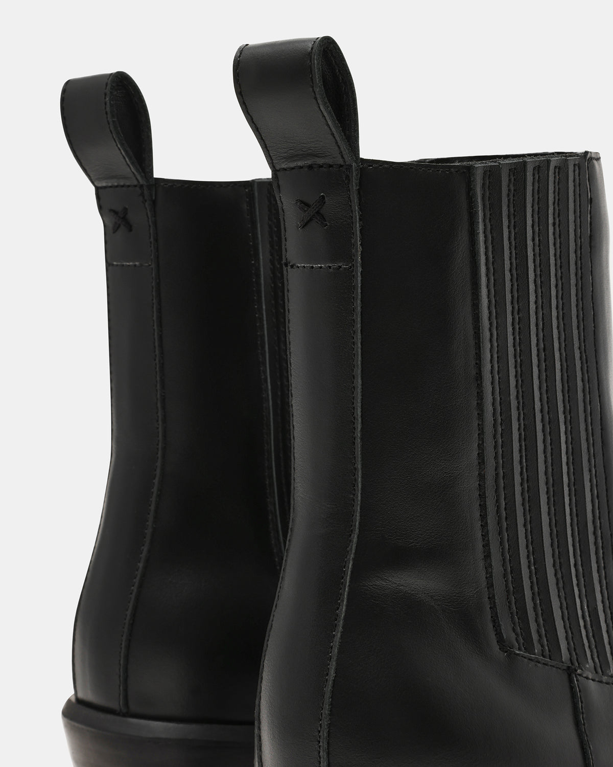 DARSEN Black Leather Square-Toe Block Heel Women's Ankle Boot | Steve Madden on Sale