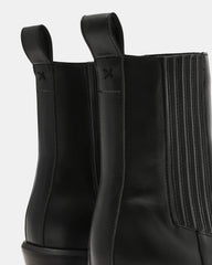 DARSEN Black Leather Square-Toe Block Heel Women's Ankle Boot | Steve Madden on Sale