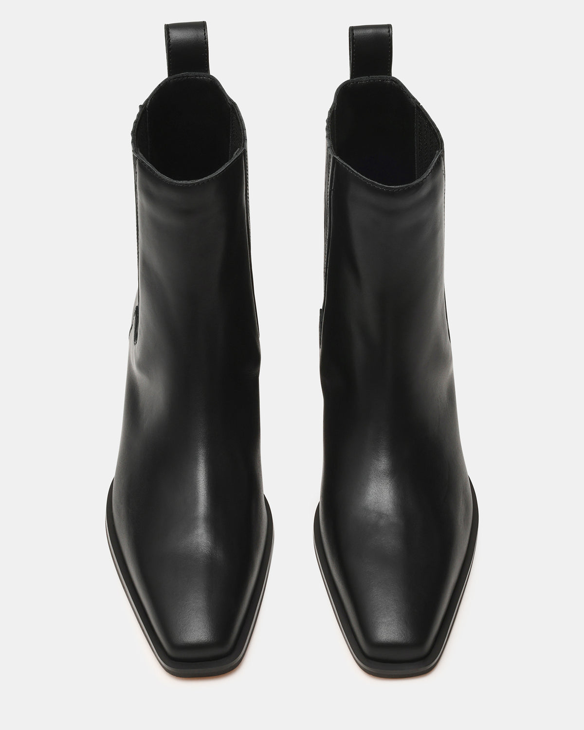 DARSEN Black Leather Square-Toe Block Heel Women's Ankle Boot | Steve Madden on Sale