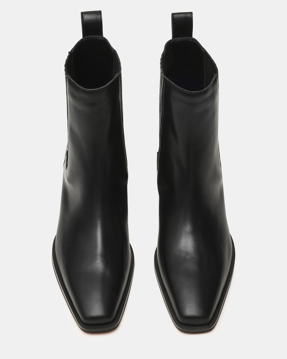 DARSEN Black Leather Square-Toe Block Heel Women's Ankle Boot | Steve Madden on Sale